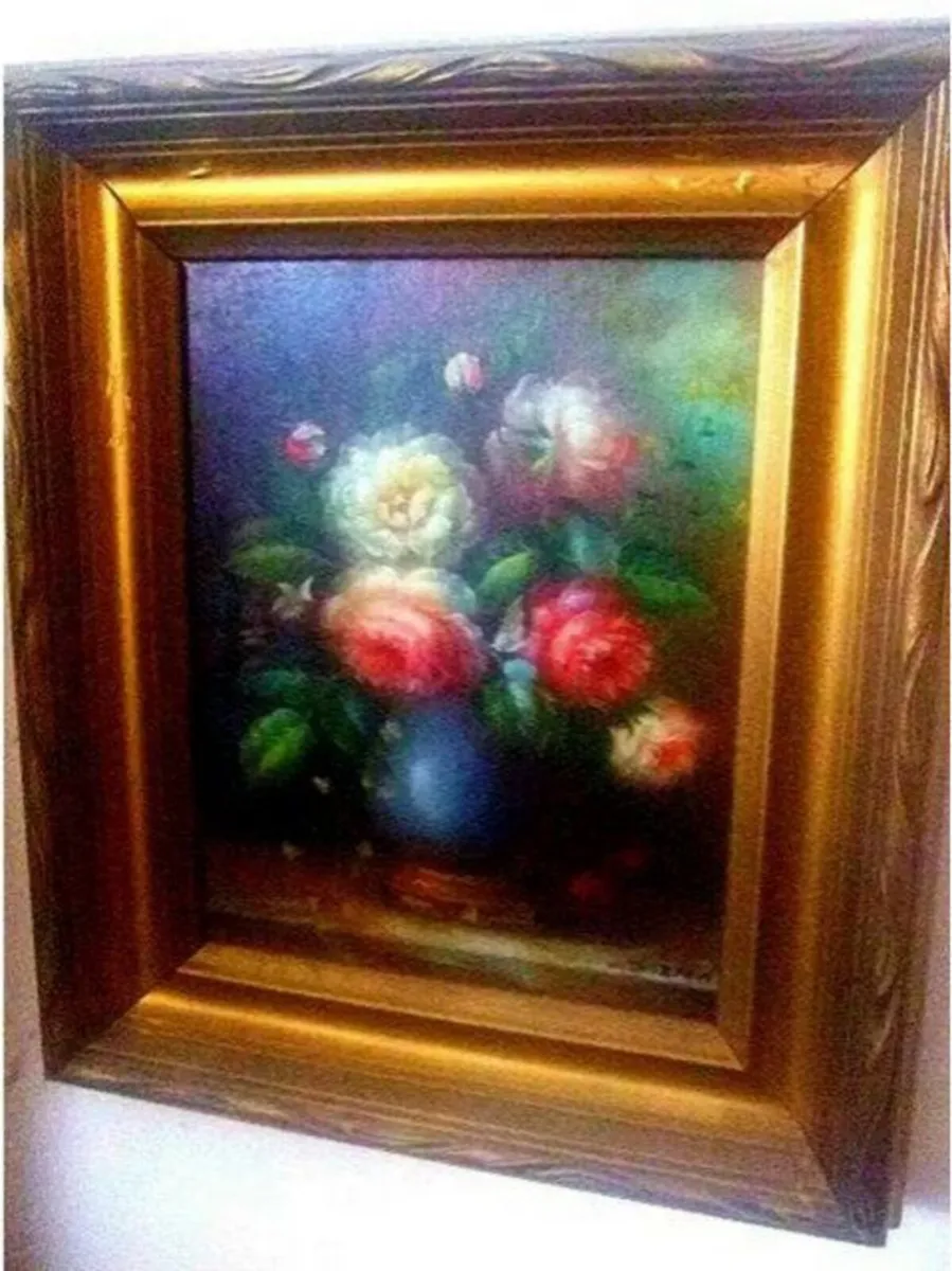 Pristine Vintage Floral Oil Painting-C. Josephin - Image 1