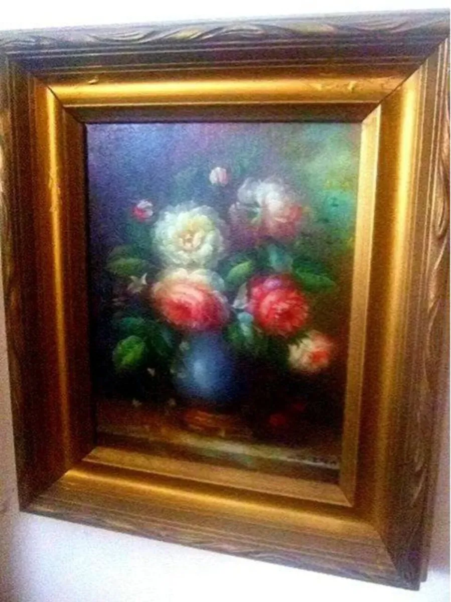Pristine Vintage Floral Oil Painting-C. Josephin - Image 3