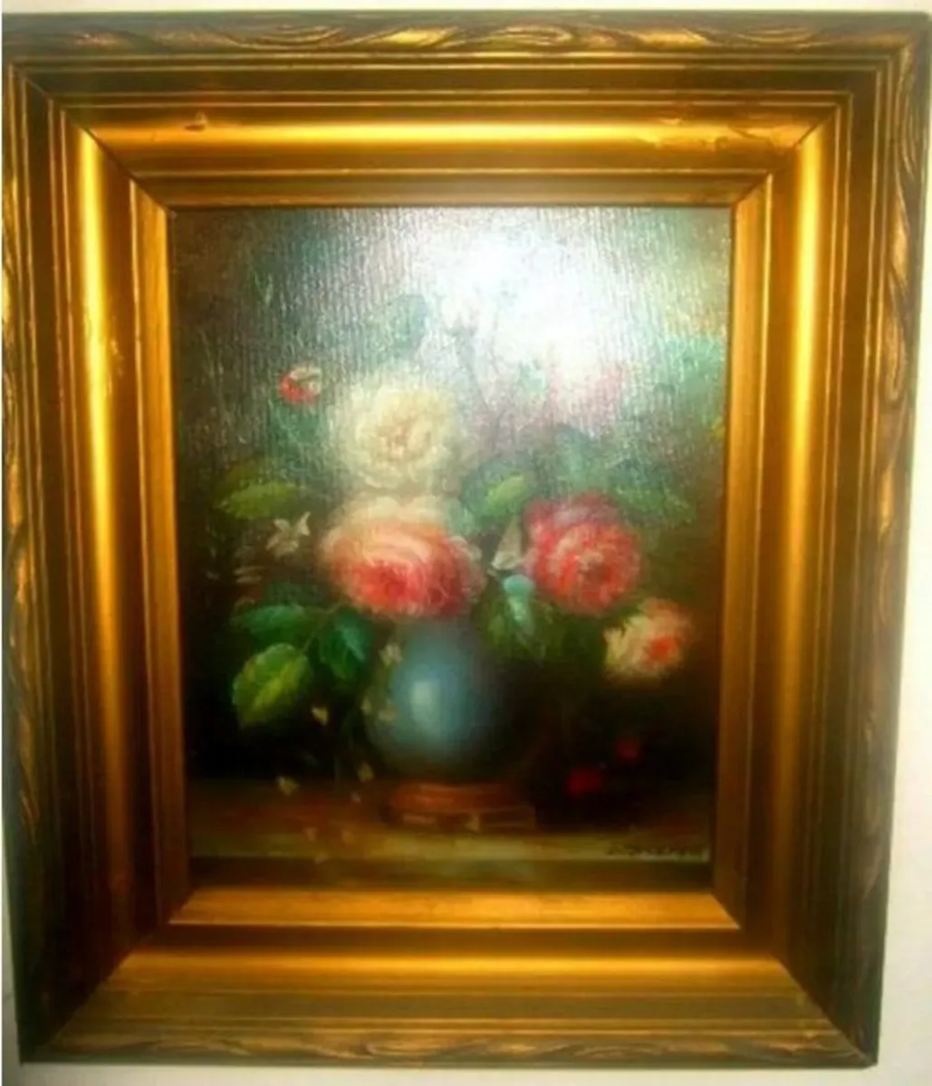 Pristine Vintage Floral Oil Painting-C. Josephin - Image 4