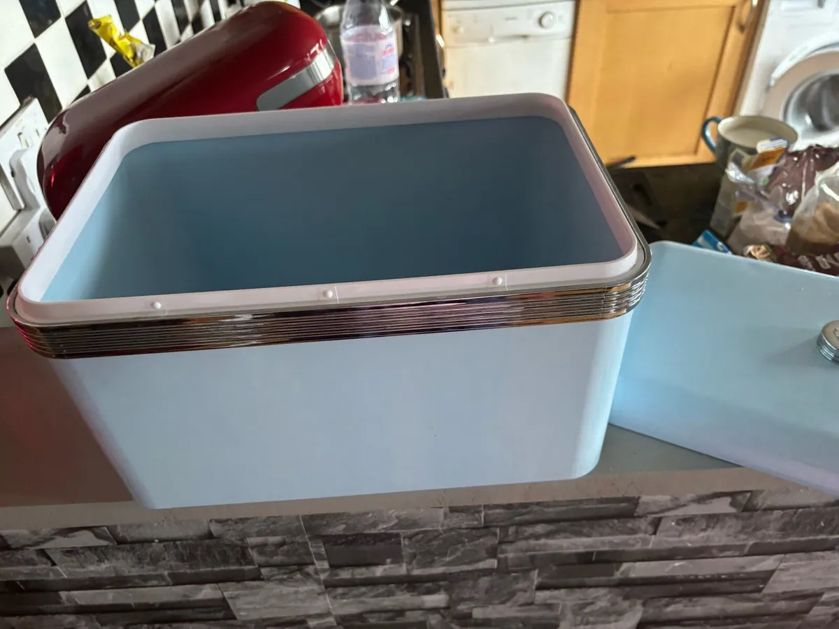 The pastel blue Swan Retro Bread Bin - Image 3