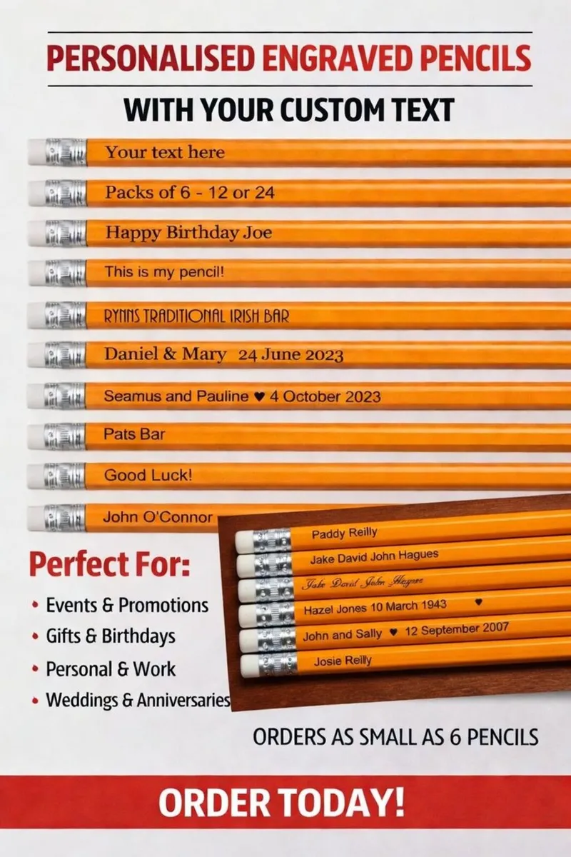 Personally Engraved Pencils - Qty 6 - Image 1