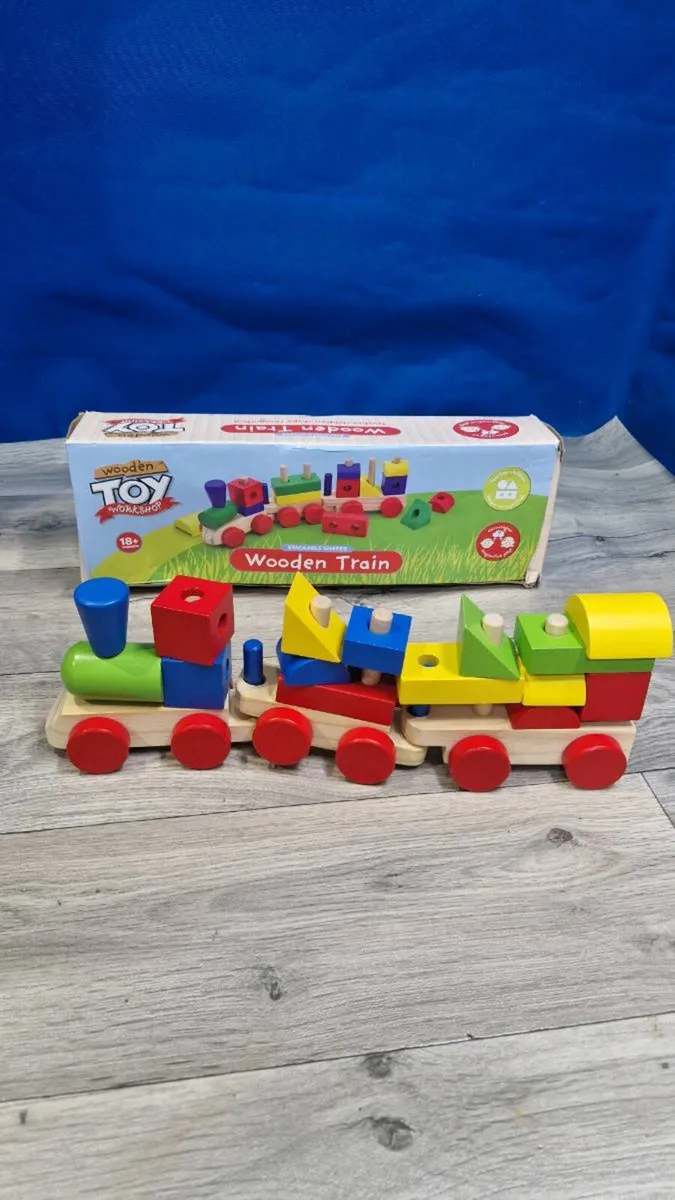 Wooden Shape Sorting Train — Complete with