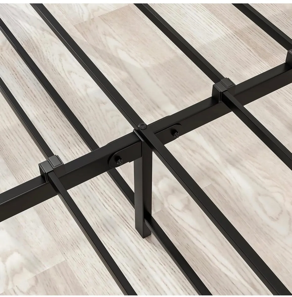 Metal Double Bed Frame with Wooden Headboard,135x1 - Image 4