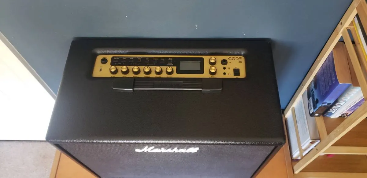 Marshall amp, Epiphone Guitar, Boss pedals board - Image 2