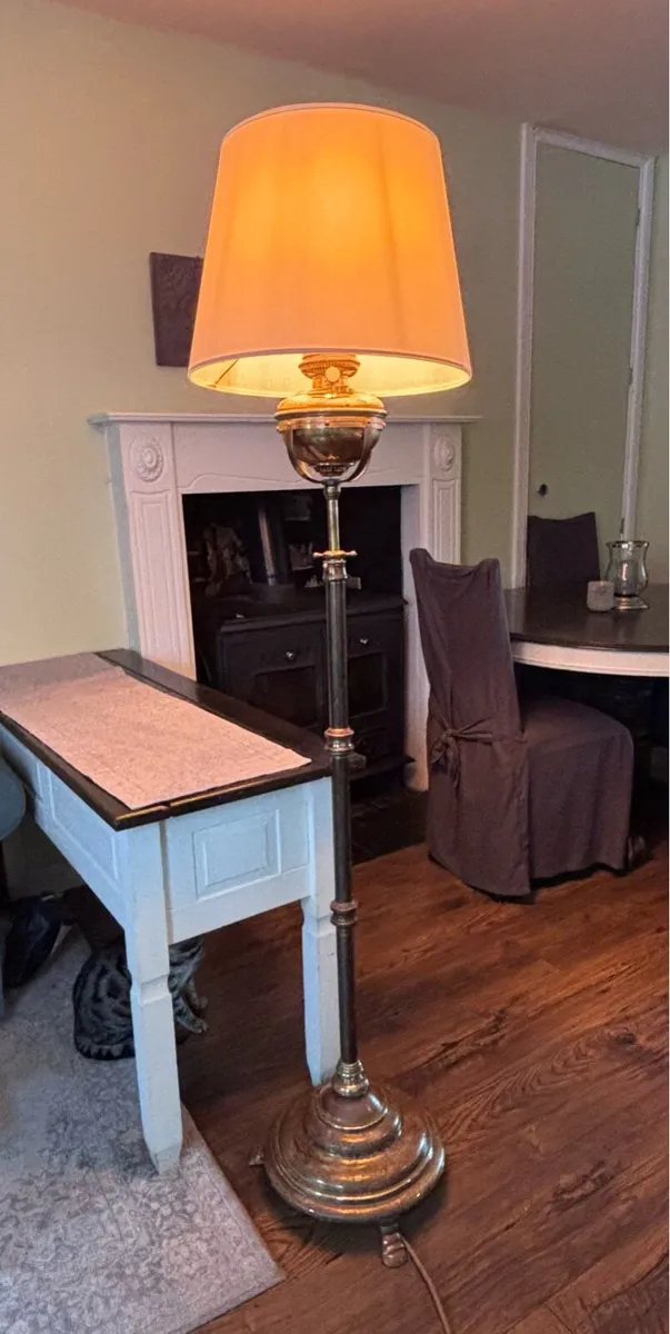 Antique Brass Veritas Converted Parafin Floor Lamp - Image 2