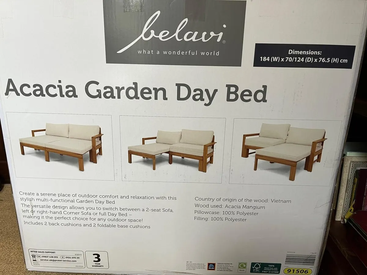 New Boxed Acacia Garden Day Bed – RRP €199.99 - Image 3