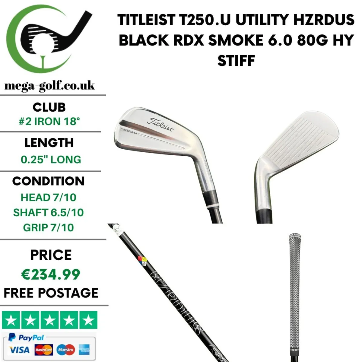Titleist T250.U Utility #2 Iron 18° / Stiff - Image 1
