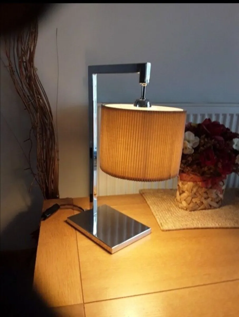 Modern table lamp very heavy Chrome base - Image 1