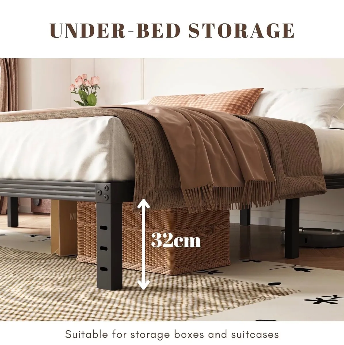 Metal Double Bed Frame - Platform Bed Frames with - Image 2