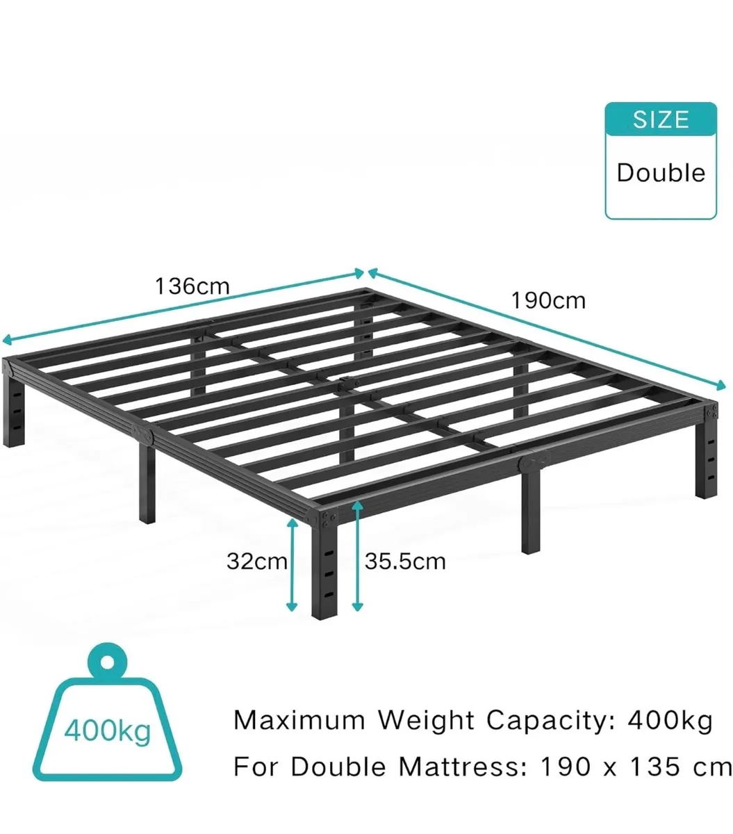 Metal Double Bed Frame - Platform Bed Frames with - Image 4