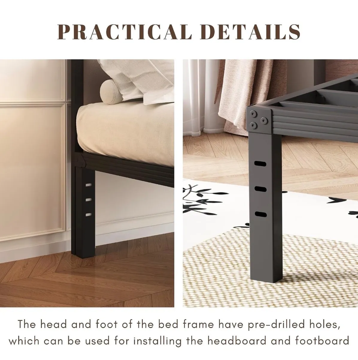 Metal Double Bed Frame - Platform Bed Frames with - Image 3