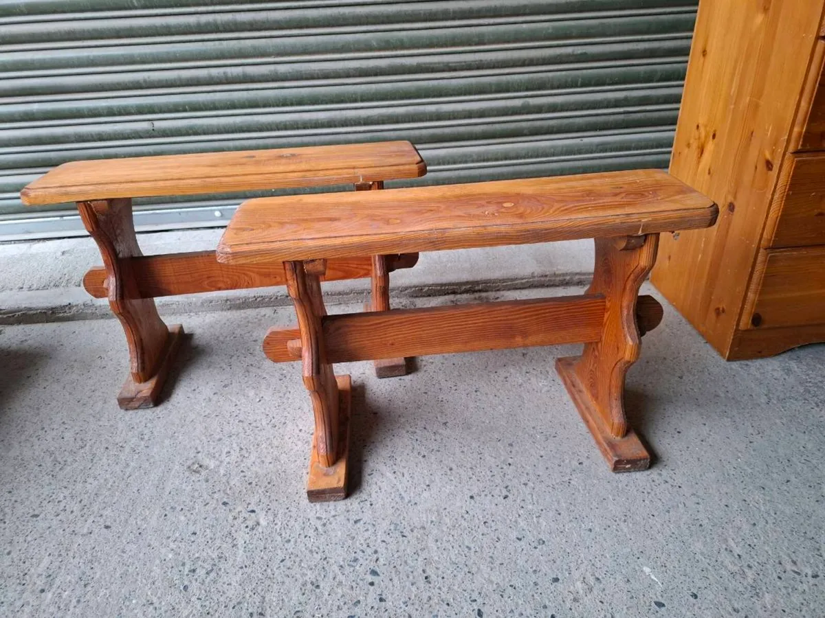 Pair of Solid Pine Rustic Benches (DELIVERY) - Image 2