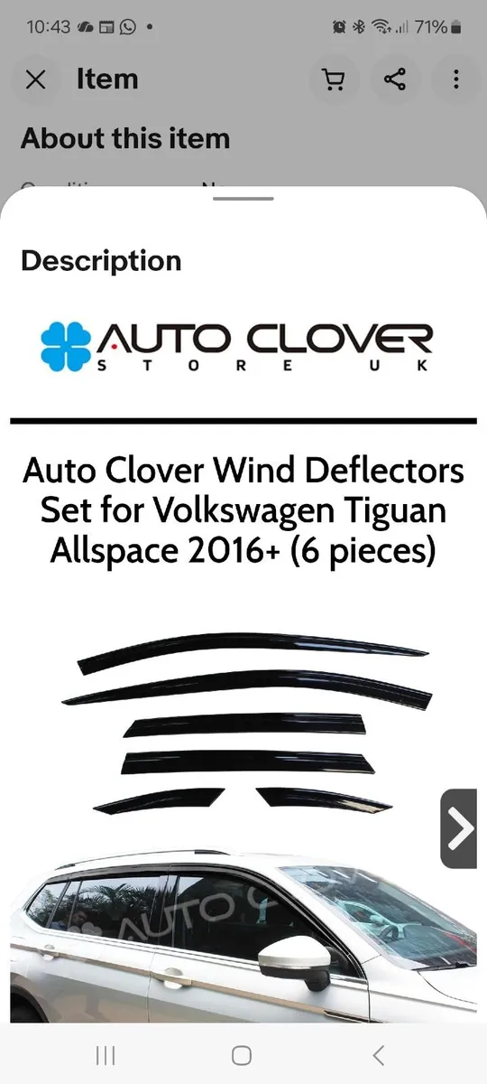 Volswagen tiguan allspace 2016+ wind deflectors - Image 1