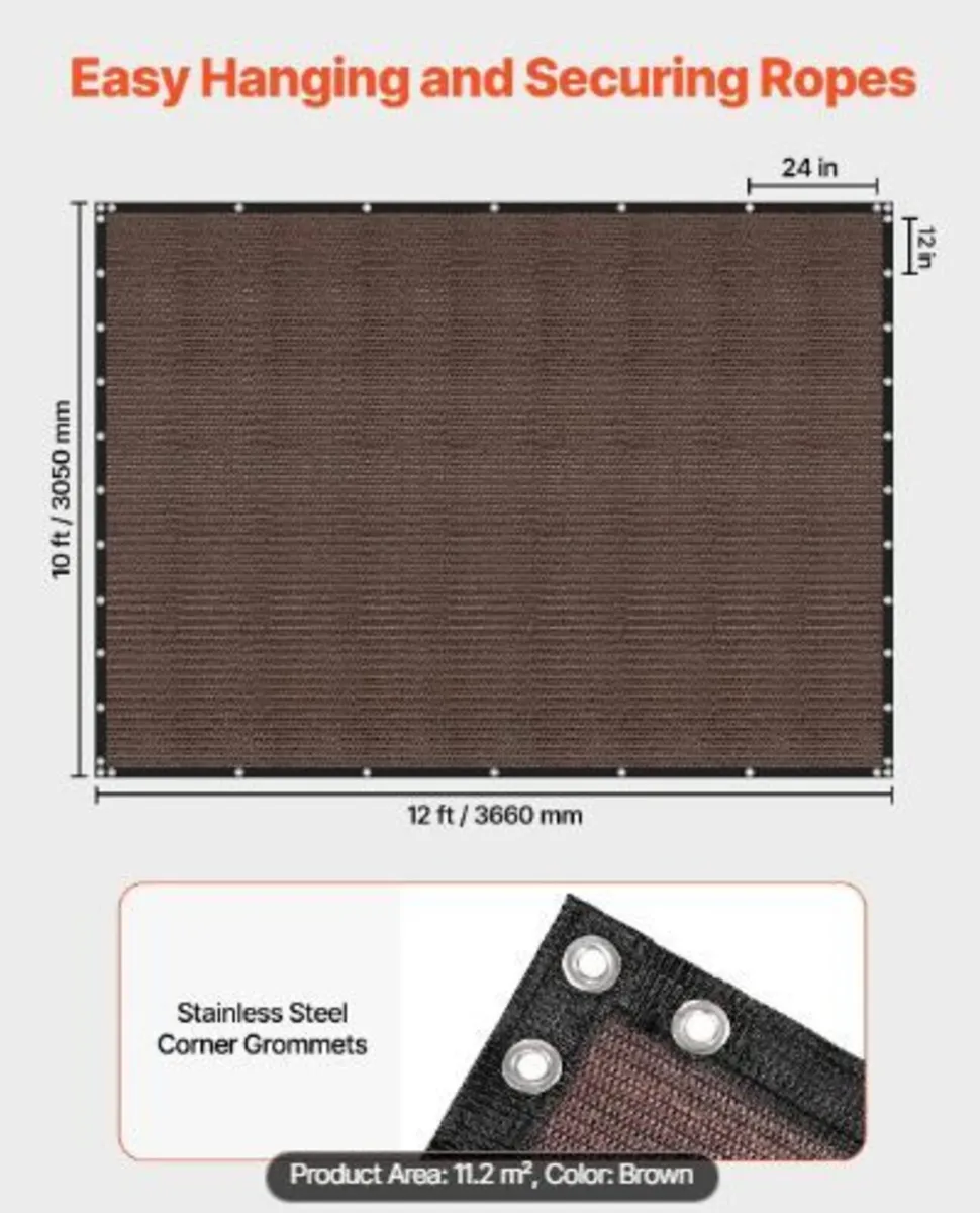 90% Sun Shade Cloth, 10 x 12 ft - Image 3