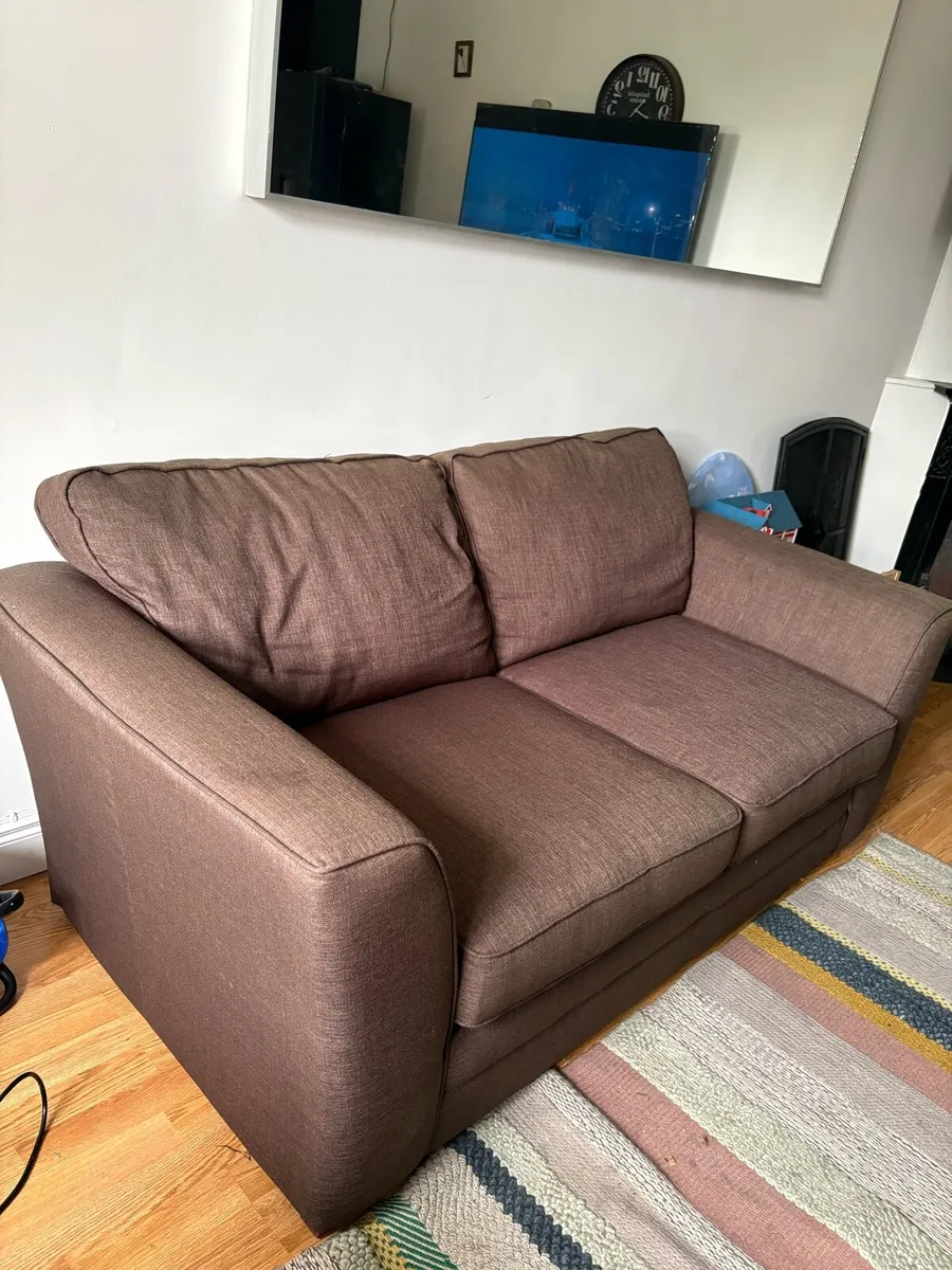 Brown pull out 2 seater couch - Image 3