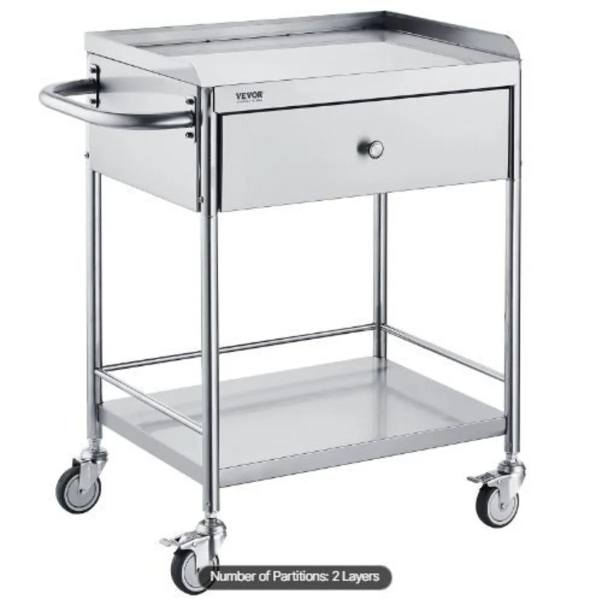Medical Cart, 2 Layers Stainless Steel Cart - Image 3