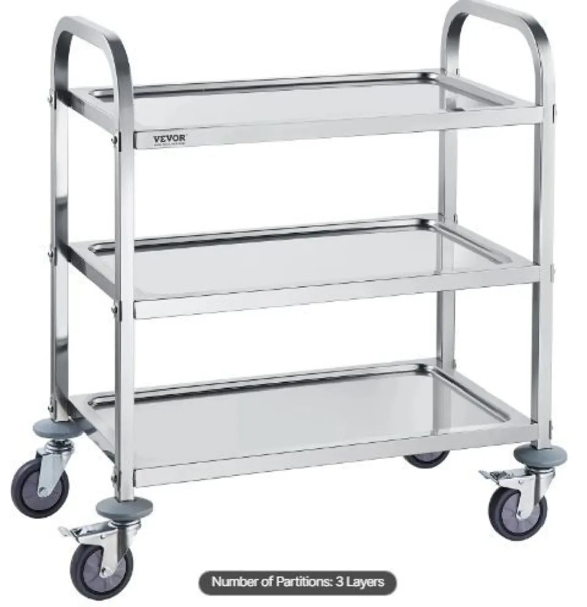 Stainless Steel Cart, 3 Layers Lab Utility Cart - Image 1