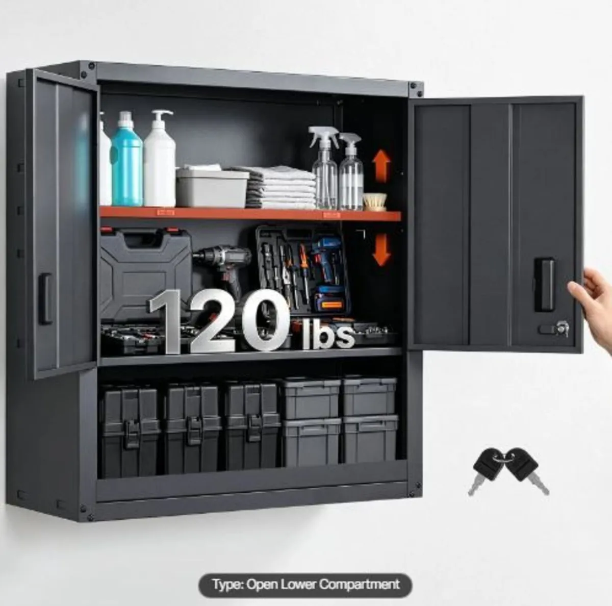 Metal Wall Cabinet, 76.2W x 30.5D x 76.2H Inch - Image 3