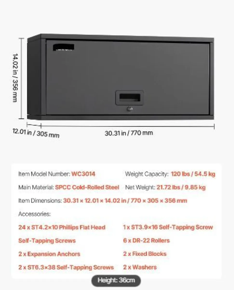 R Metal Wall Cabinet, 77W x 30.5D x 35.6H cm\ - Image 2