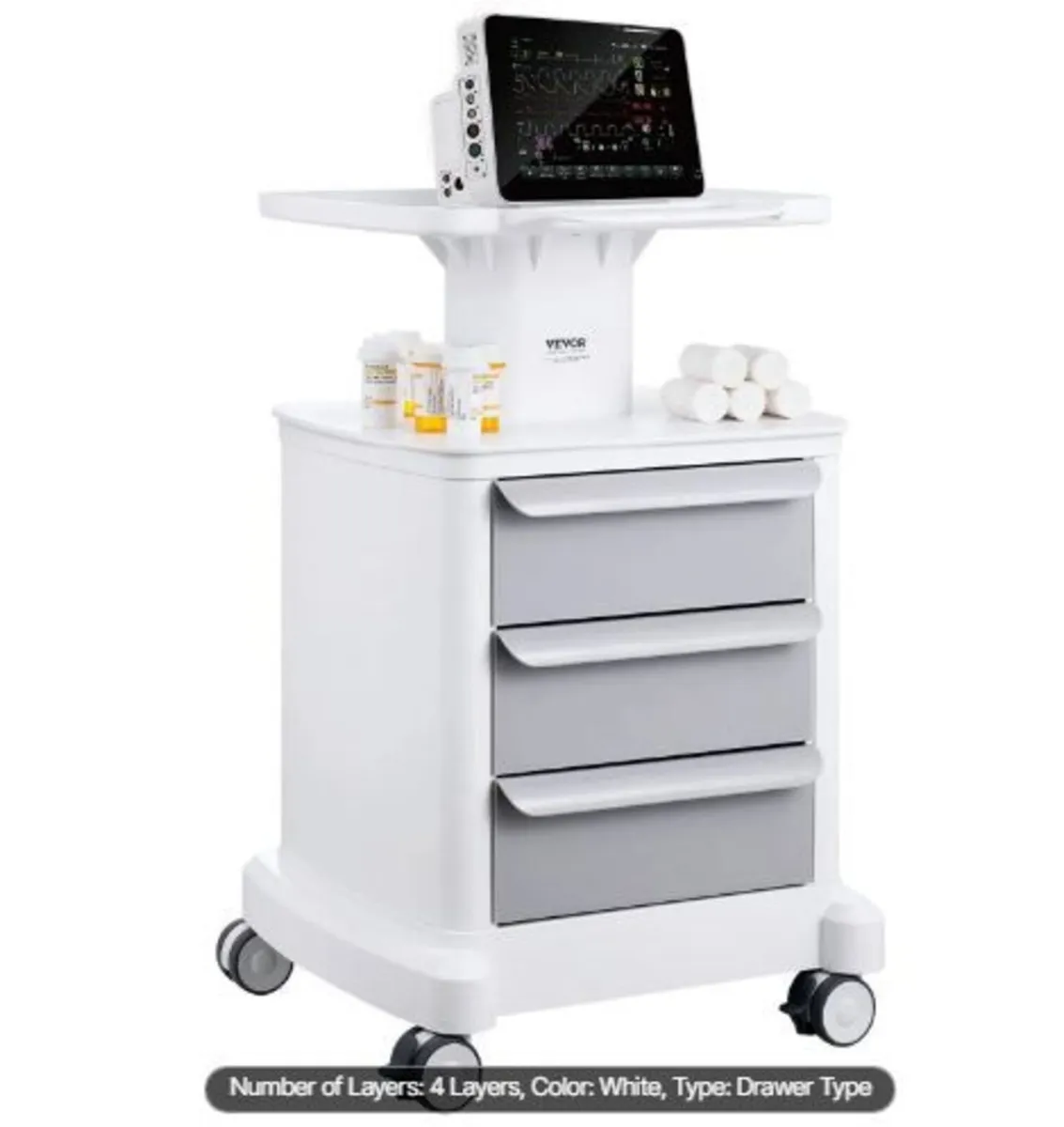 4 Tiers Lab Carts, Lab Utility Cart - Image 2
