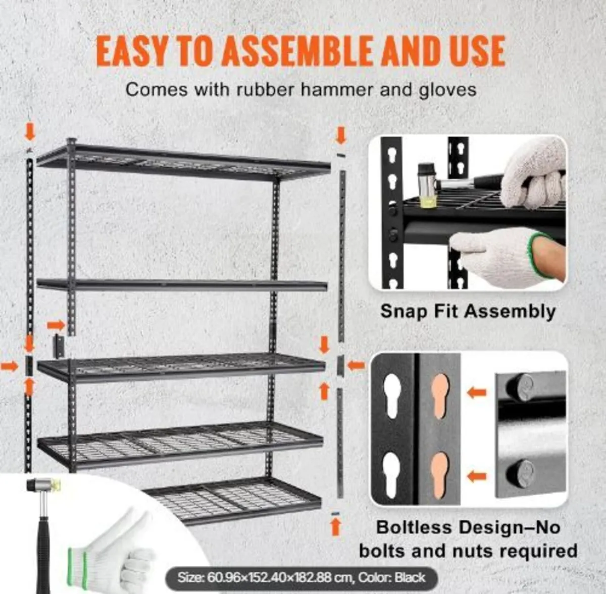 Storage Shelving Unit, 5-Tier Adjustable - Image 4