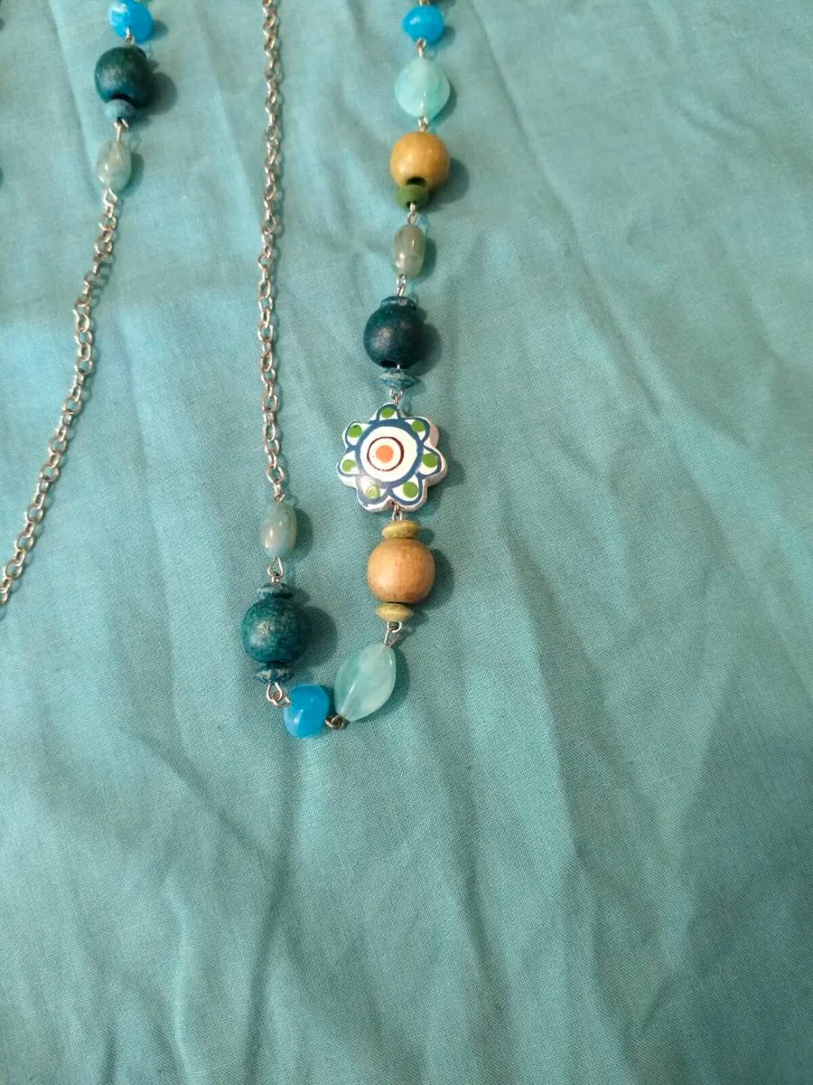long, colorful beaded necklace featuring a mix of - Image 3