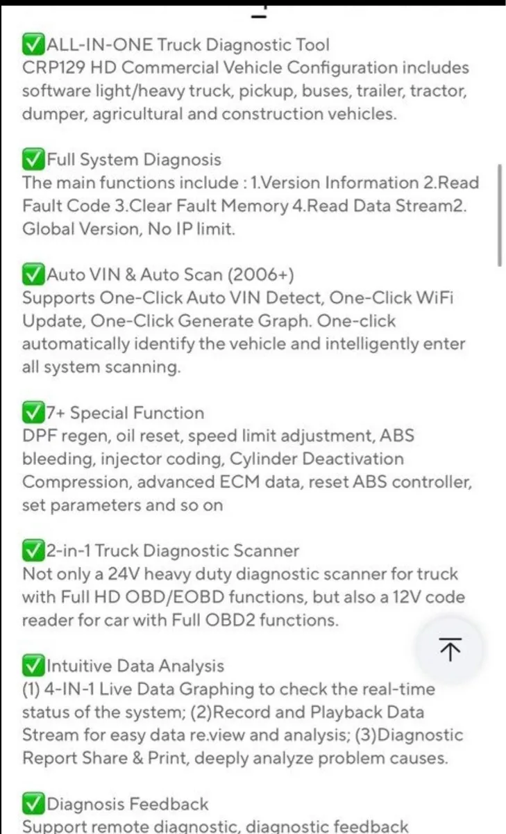 Launch CRP129 HD Heavy Duty Truck New - Image 4