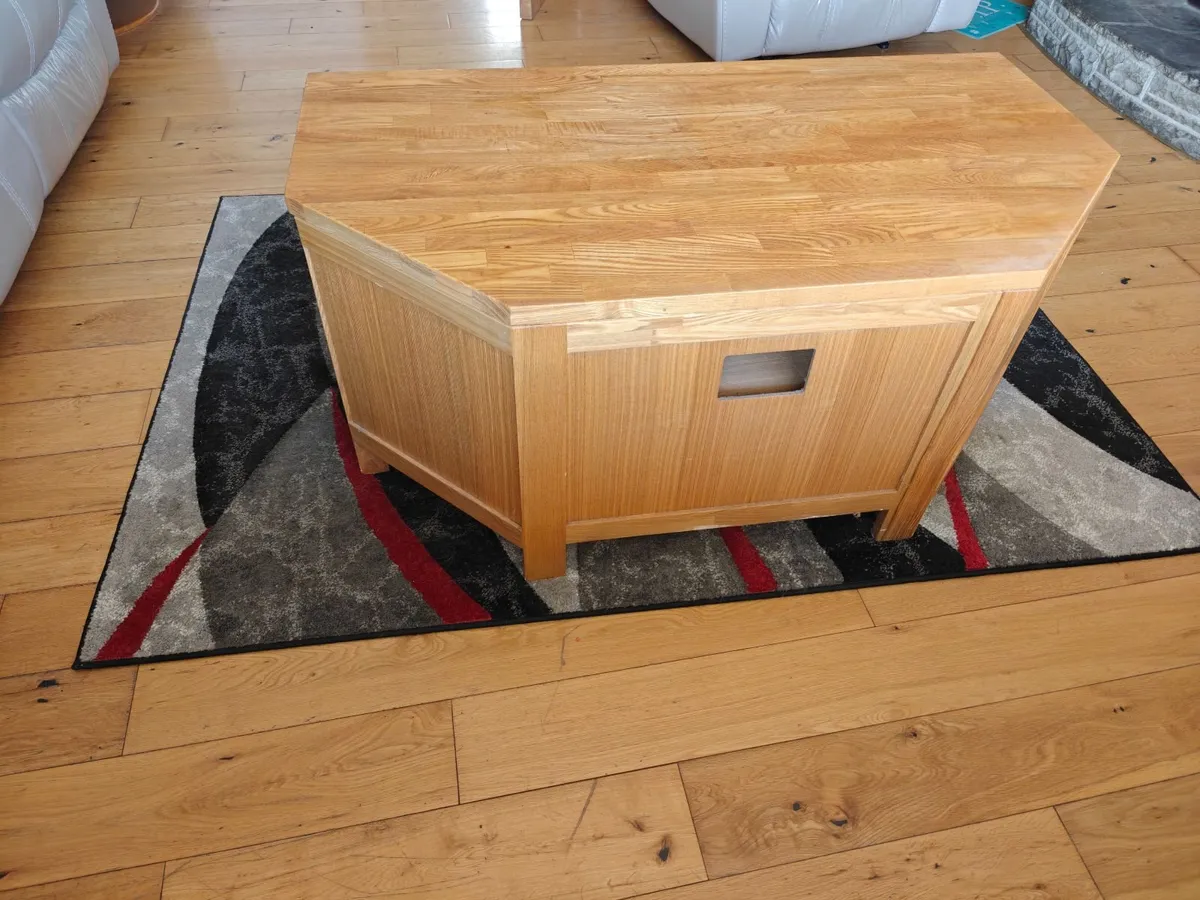 Solid Light Oak Corner TV Stand - Image 3