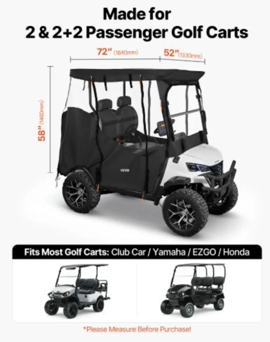 Golf Cart Cover, Visible Full-Enclosure 2&2+2 - Image 2