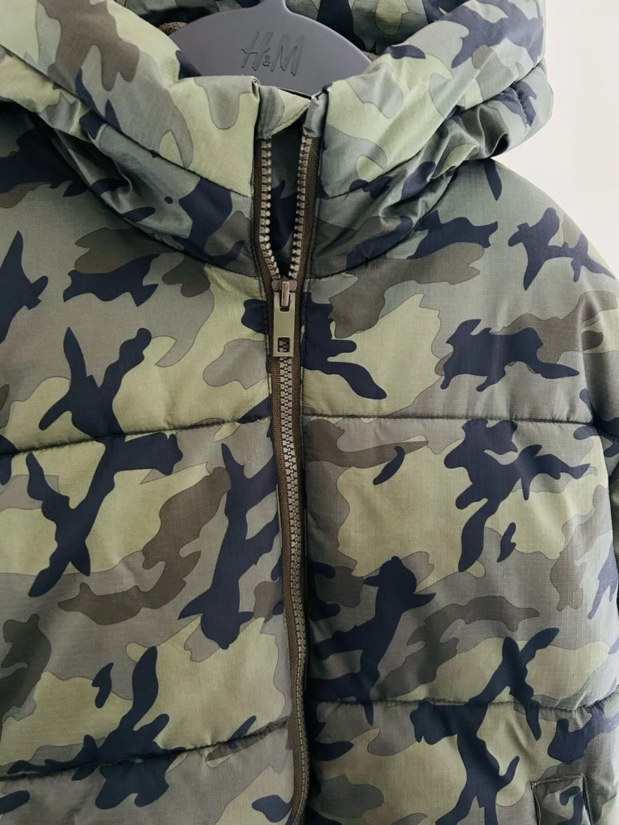 Kids Jacket Boys Coat Warm Winter Army Green 9-10 - Image 2