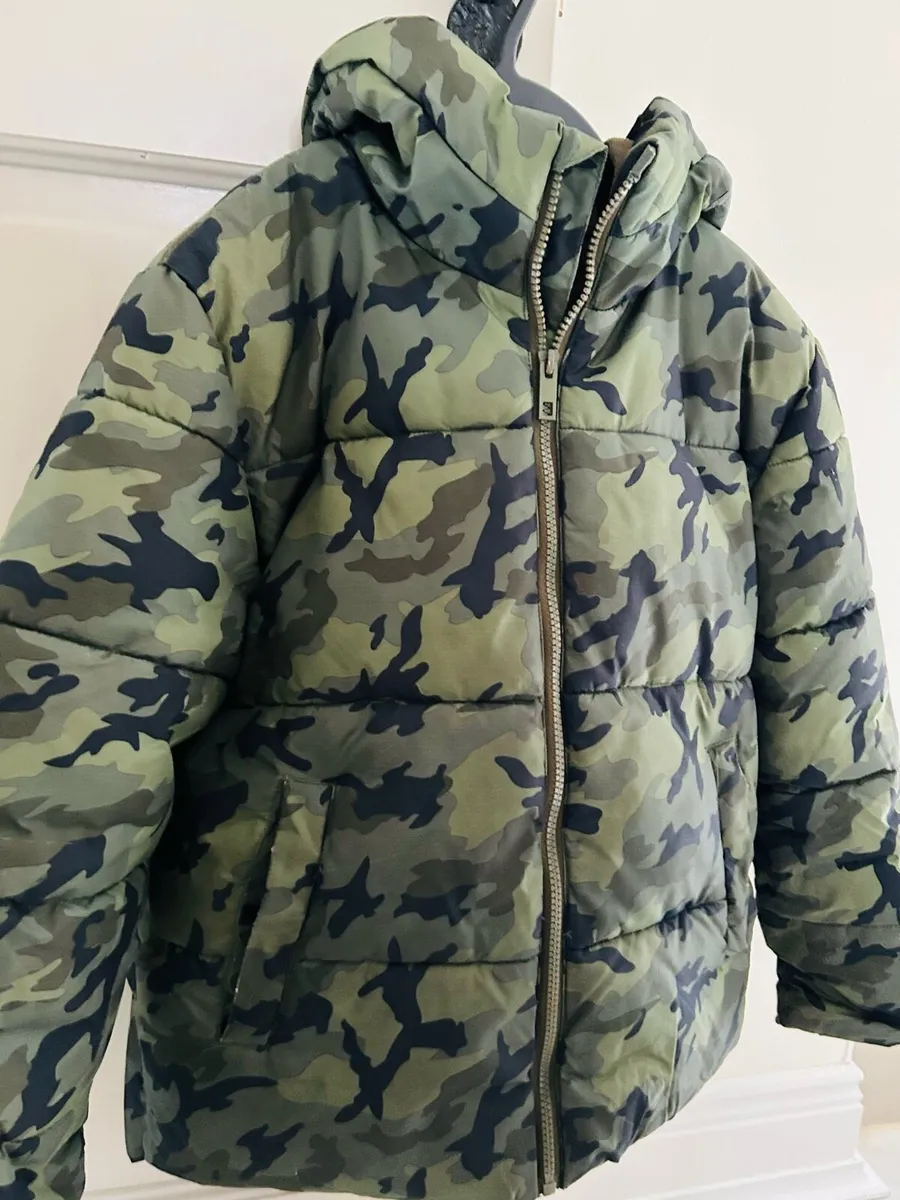 Kids Jacket Boys Coat Warm Winter Army Green 9-10 - Image 4