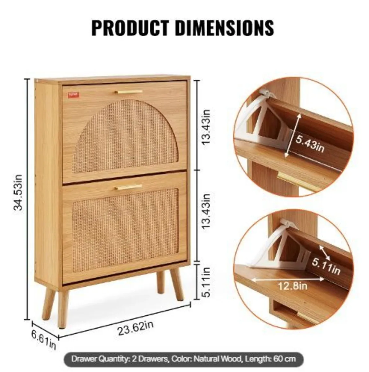 Shoe Cabinet with 2 Flip Drawers - Image 1