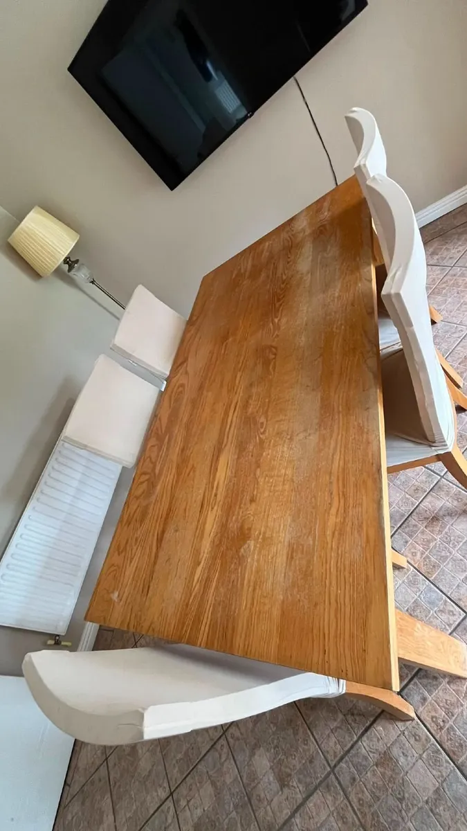 Solid Oak Dining Table and Four Chairs – €150 - Image 1
