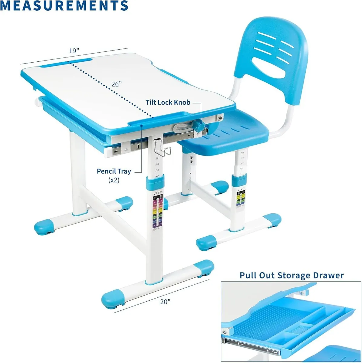 Adjustable Childrens Desk and Chair Set Kids - Image 3