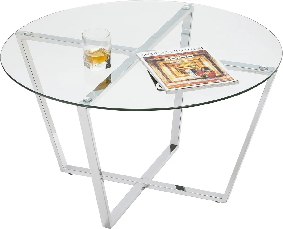 Round Metro Glass Coffee Table Side Table - Image 1