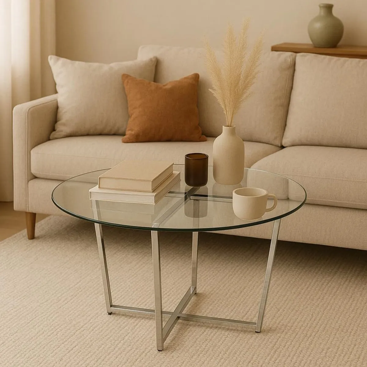 Round Metro Glass Coffee Table Side Table - Image 2