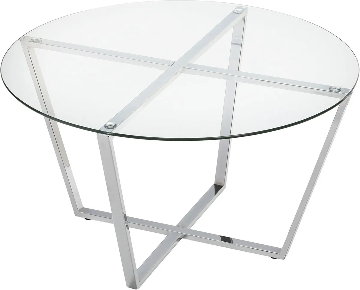 Round Metro Glass Coffee Table Side Table - Image 4