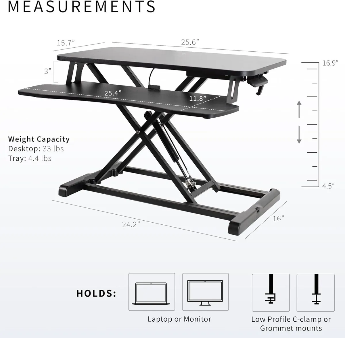 Standing Desk Converter Height Adjustable Riser - Image 3