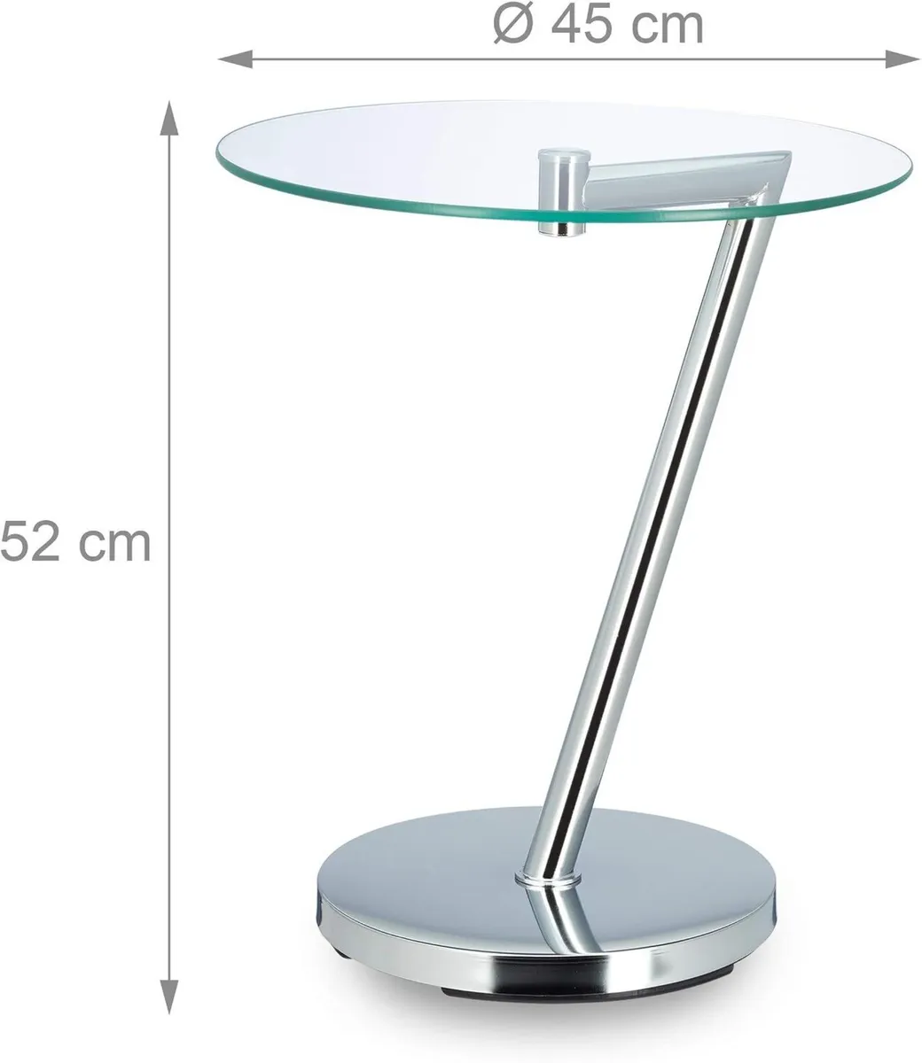 Coffee Table Glas and Chrome Round Side - Image 3