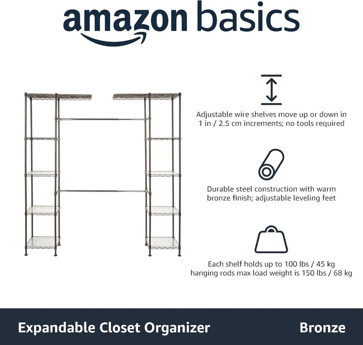 Expandable Wardrobe and Closet Organiser Rail - Image 4