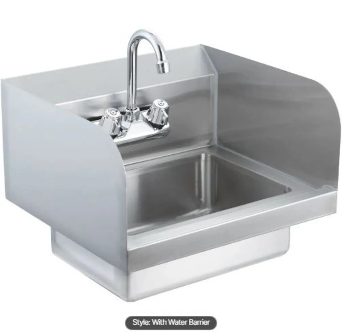 Commercial Hand Sink with Faucet and Side Splash - Image 1