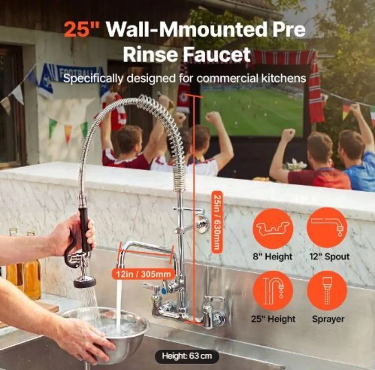 Commercial Faucet with Pre-Rinse Sprayer - Image 2