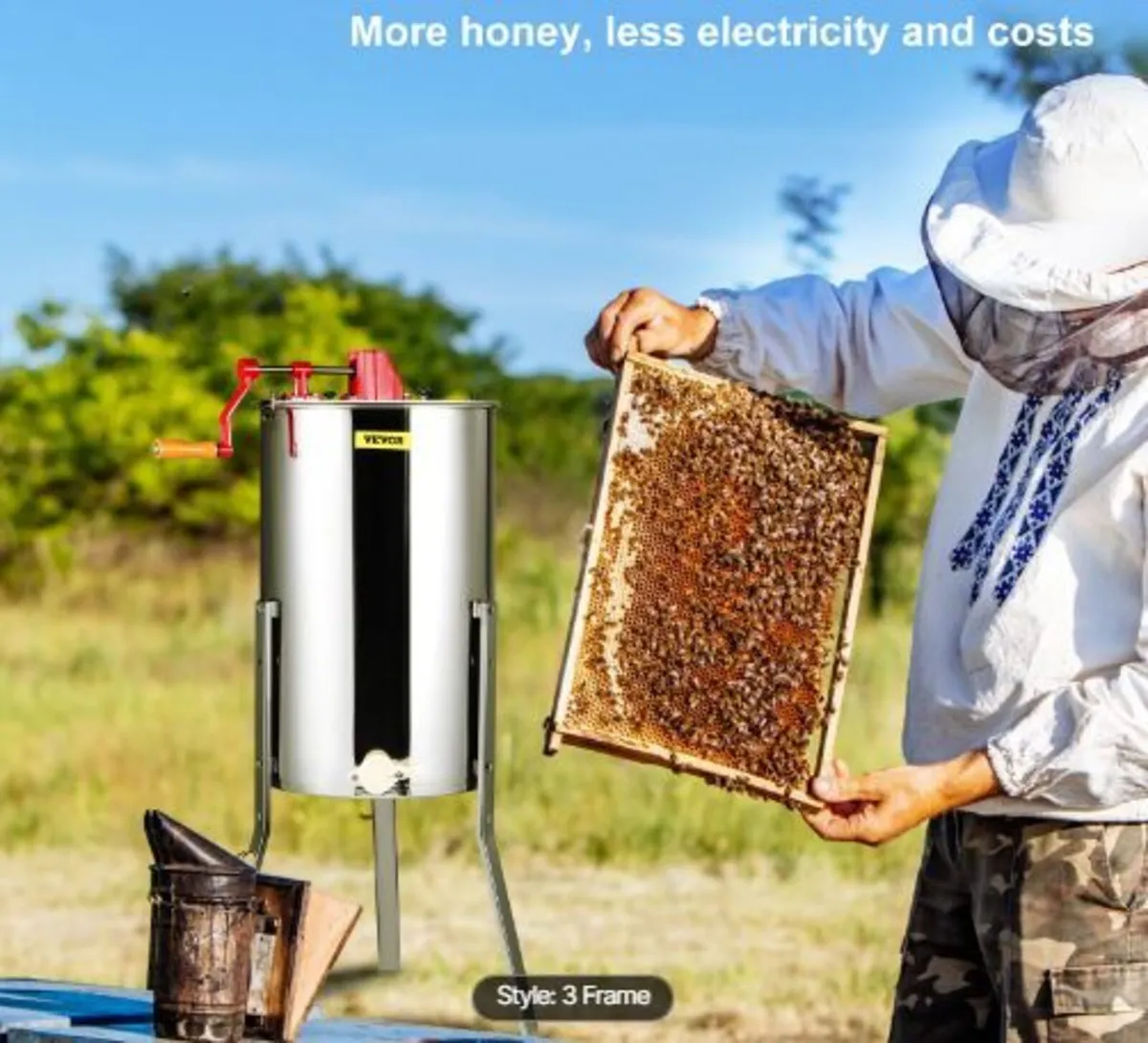 Manual Honey Extractor, 3 Frames - Image 2