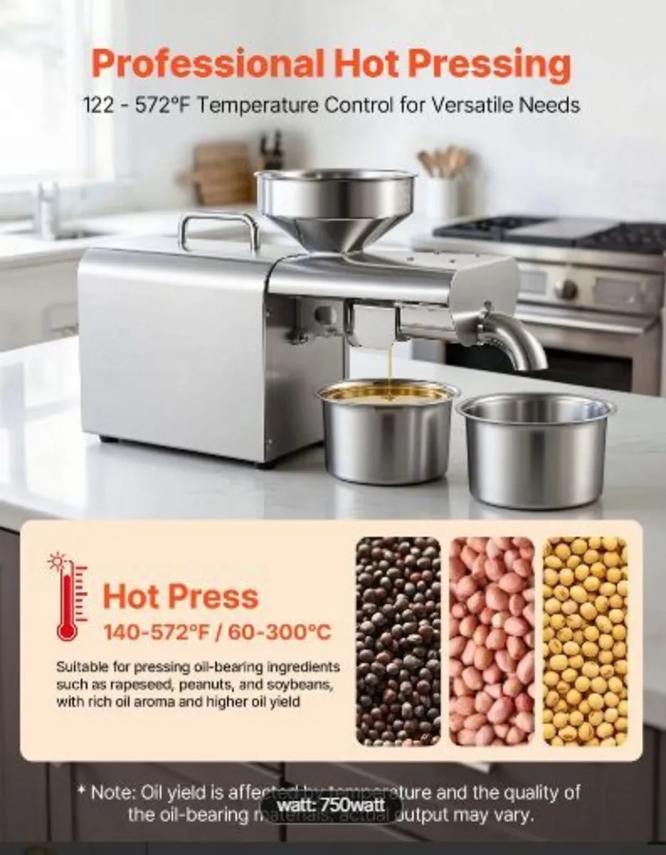 Oil Press Machine, 3.75KG/H Capacity, 750W - Image 1