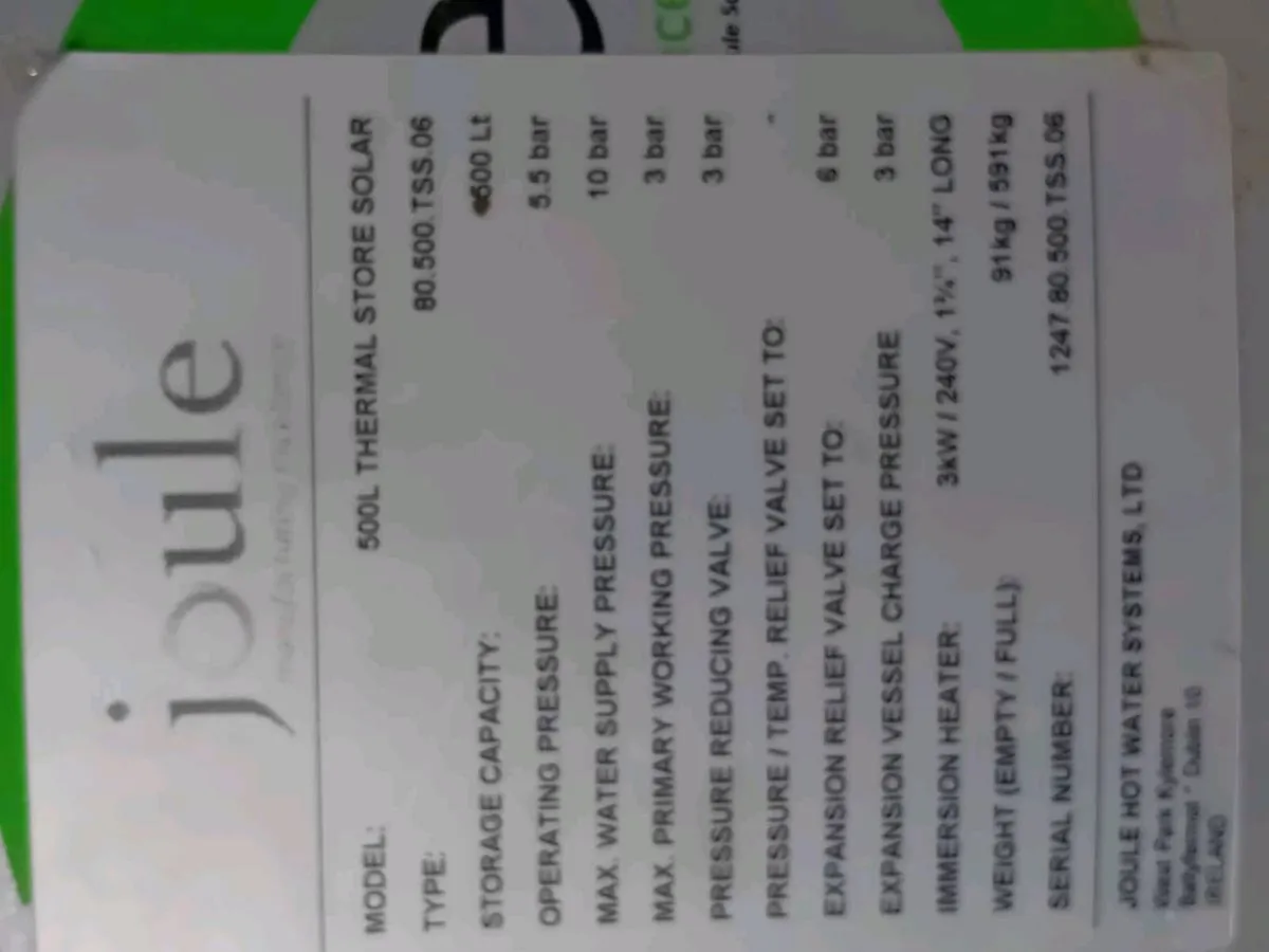 500litre stainless hot water cylinder - Image 2