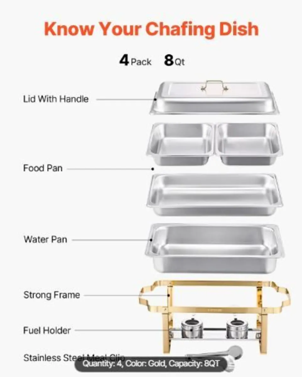 Chafing Dish Buffet Set, 8 Qt 4 Pack - Image 3