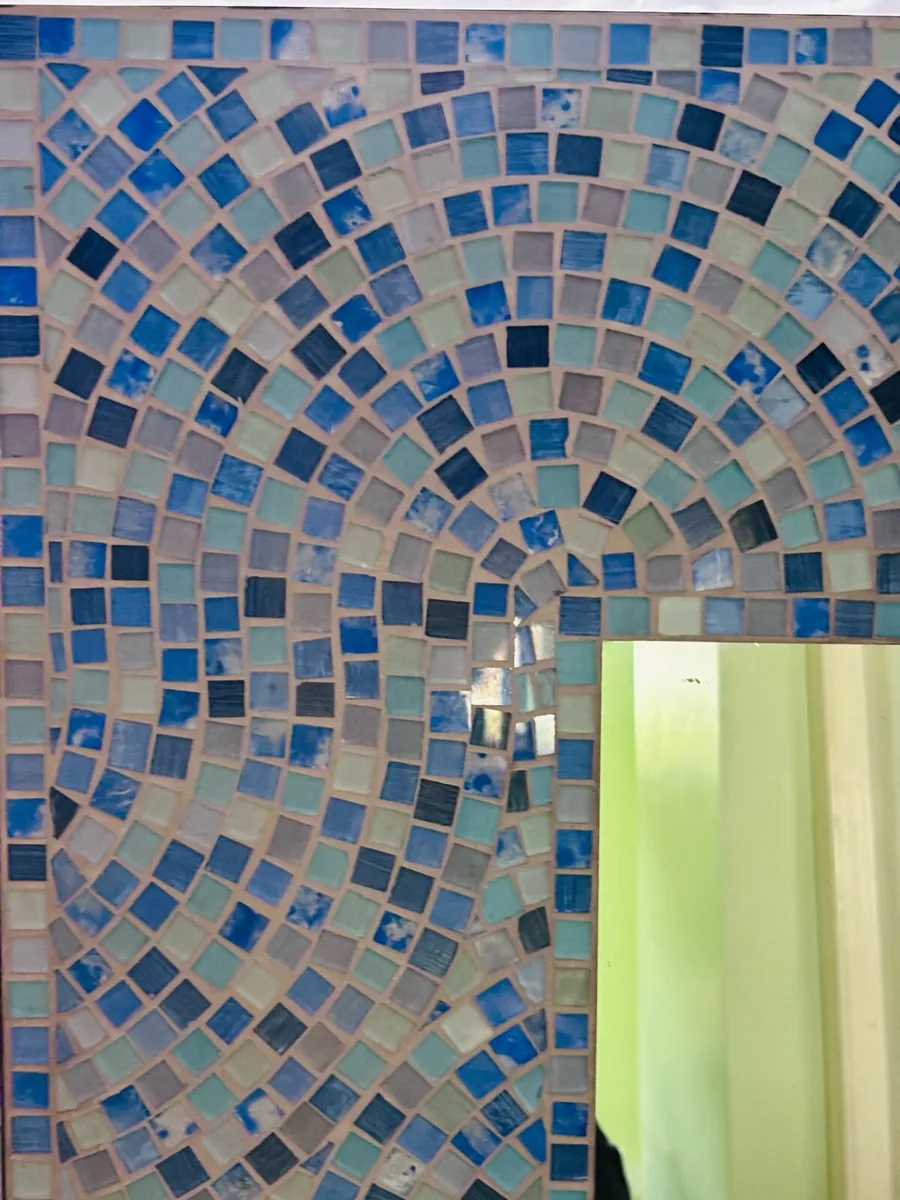 Large Handmade Blue Turquoise Mosaic Wall Mirror - Image 3