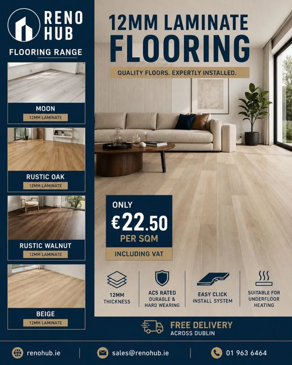 12mm AC5 Laminate Flooring Free Dublin Delivery | RenoHub - Image 1