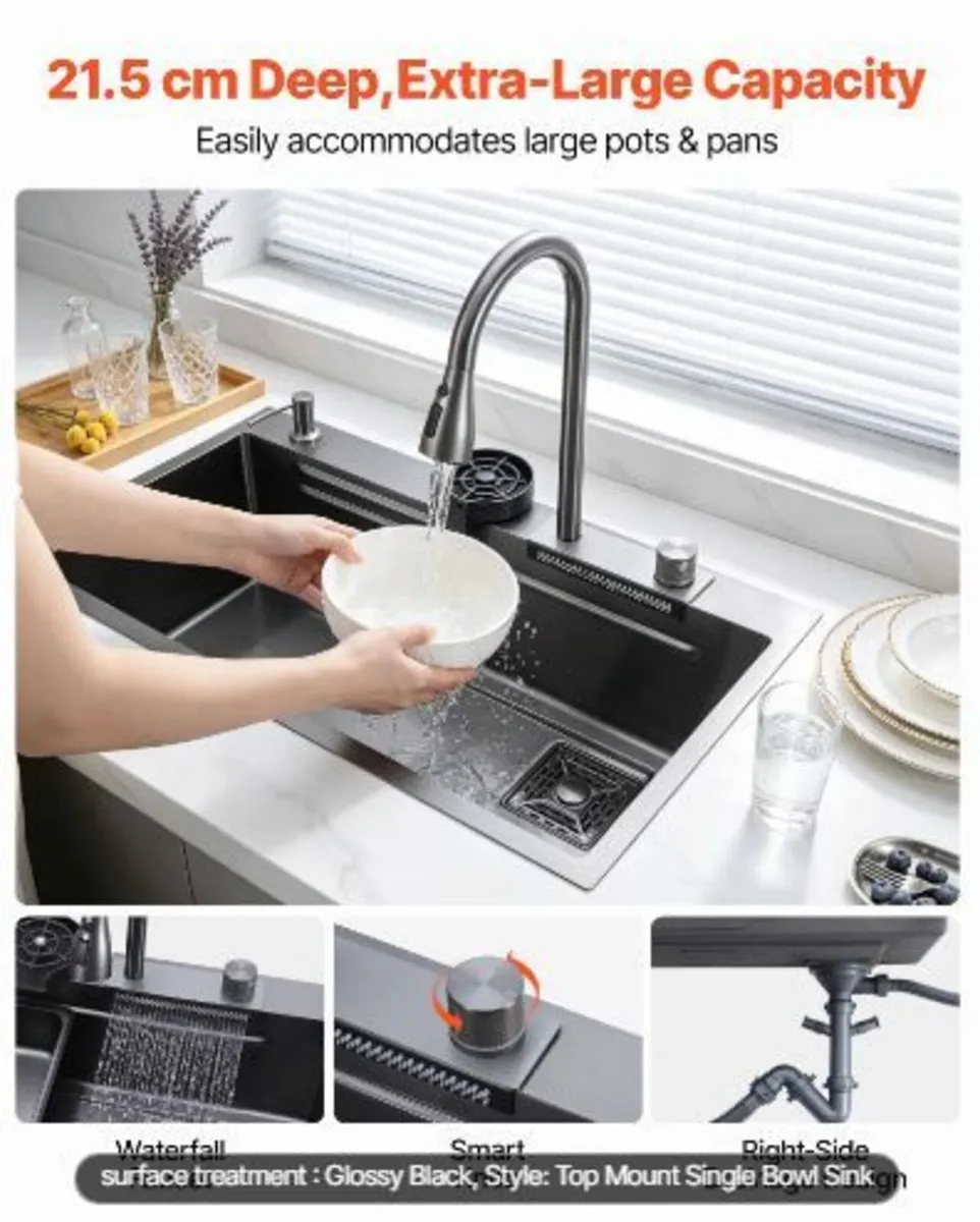 85cm Kitchen Top Mount Single Bowl Sinks - Image 2
