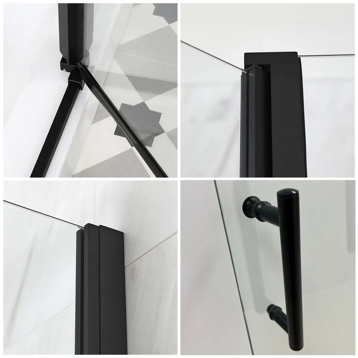 Black Hinged Single Door Shower Enclosure 1000mm - Image 2